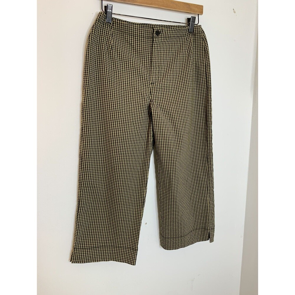 Chico's DESIGN Vintage Gingham Brown  Pants Womens 1 (USA 8)  Crop Capri (09)